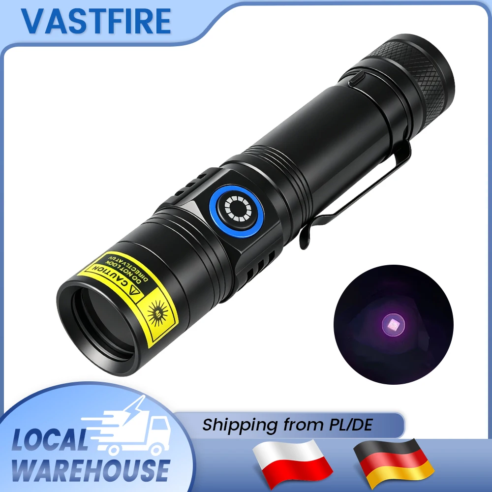 Mini Torcia UV 365nm Ultravioletta Ricaricabile USB, Rilevatore di Urina di Animali Domestici e Scorpioni