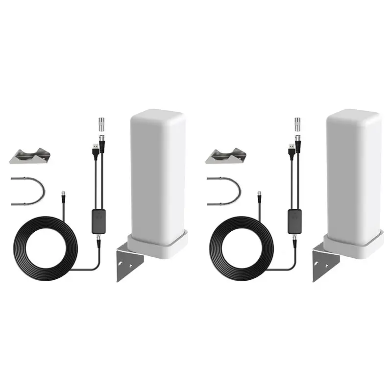 ABKQ-2X 4K Digital TV Antenna 35Dbi Outdoor Free HDTV Channel 6000 Miles Long Range Signal Amplifier For ATSC/DVB-T/DMB-T