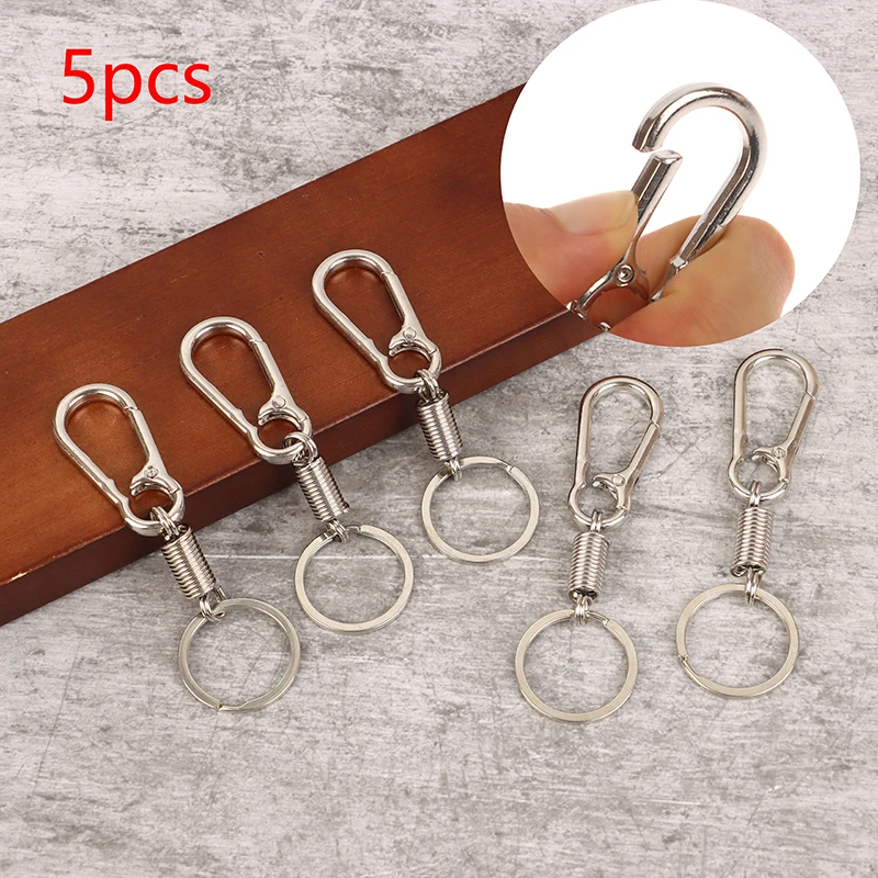 

5Pcs Anti-lost Spring Keychain Zinc Alloy Carabiner Buckle Key Rings Climbing Hook Car Keychians Unisex Key Chains Accessories