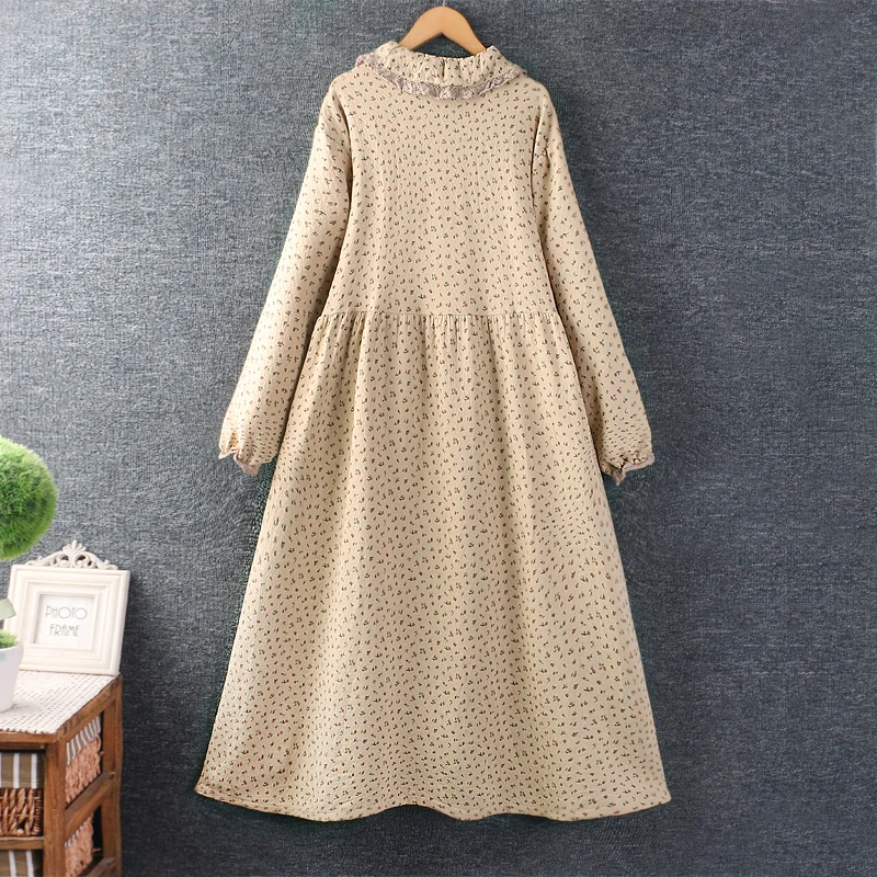 Autumn New Sweet Floral Print Dress Women Long Sleeve Single Breasted Dress Z2870