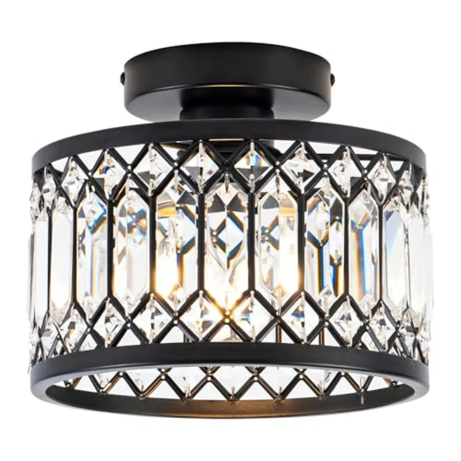 

Crystal Ceiling Light Fixture, Modern Semi Flush Mount Ceiling Light, Crystal Chandelier for Kitchen Bedroom Bathroom Entryway