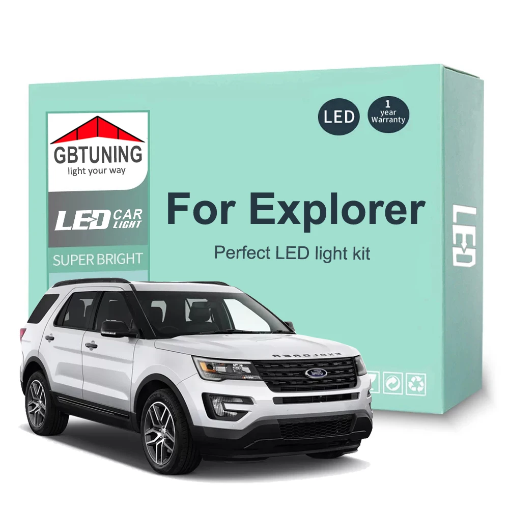 Zestaw żarówek wewnętrznych LED do Ford Explorer 1991-2012 2013 2014 2015 2016 2017 2018 2019 Lampa samochodowa Dome Trunk Canbus Bez błędów
