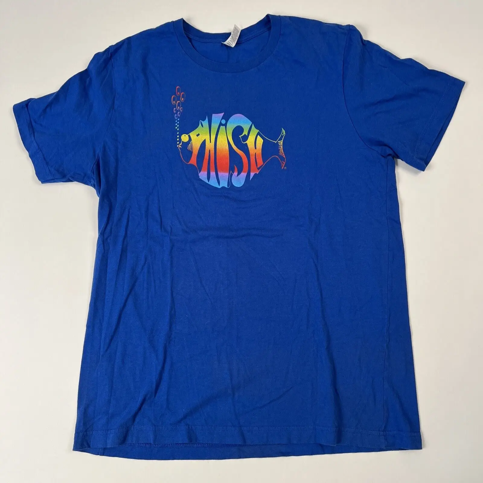 Phish Jam Band T Shirt Blue With Rainbow Fish Size Large