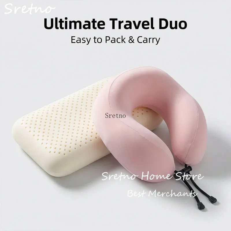 

SRETNO Natural Latex Pillow Rubber Neck Pillows Travel Pillow Suit Office Multi-functional Waist Cushion almohadas para dormir