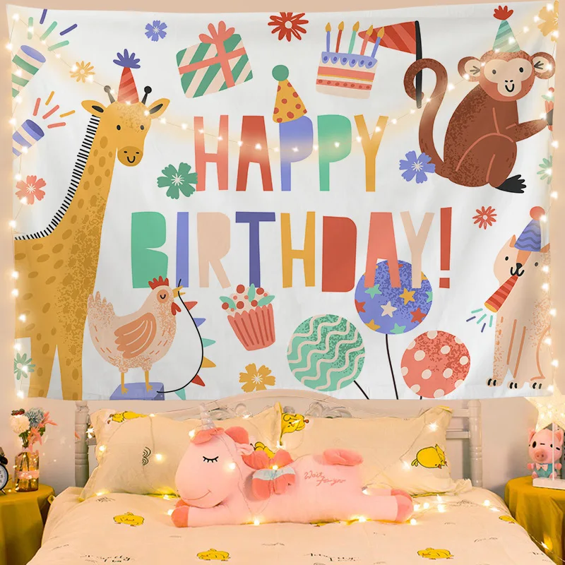 Gril de fond joyeux anniversaire pour enfants, décorations de fête du 100e anniversaire, tapisserie, nouveau thème créatif