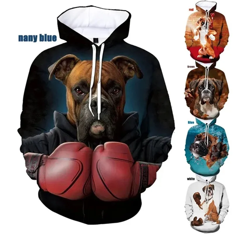 

Boxer Dog Graphic Pullover Hoodies 3D Pet Dog Printing Jackets For Men Kid Funny Cute Hooded Sweatshirts Women Winter Tracksuits