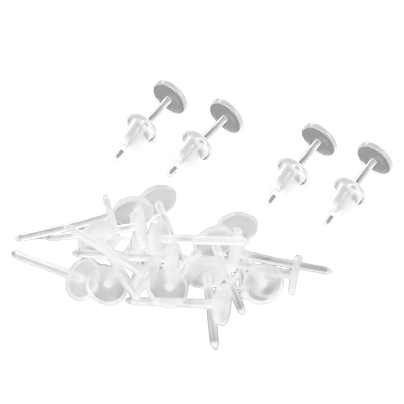 10/20/50/100PCS Plastic Stud Earring Anti Allergy Ear Protect From Ear Hole Blockage Transparent Earrings Jewelry Parts Decor