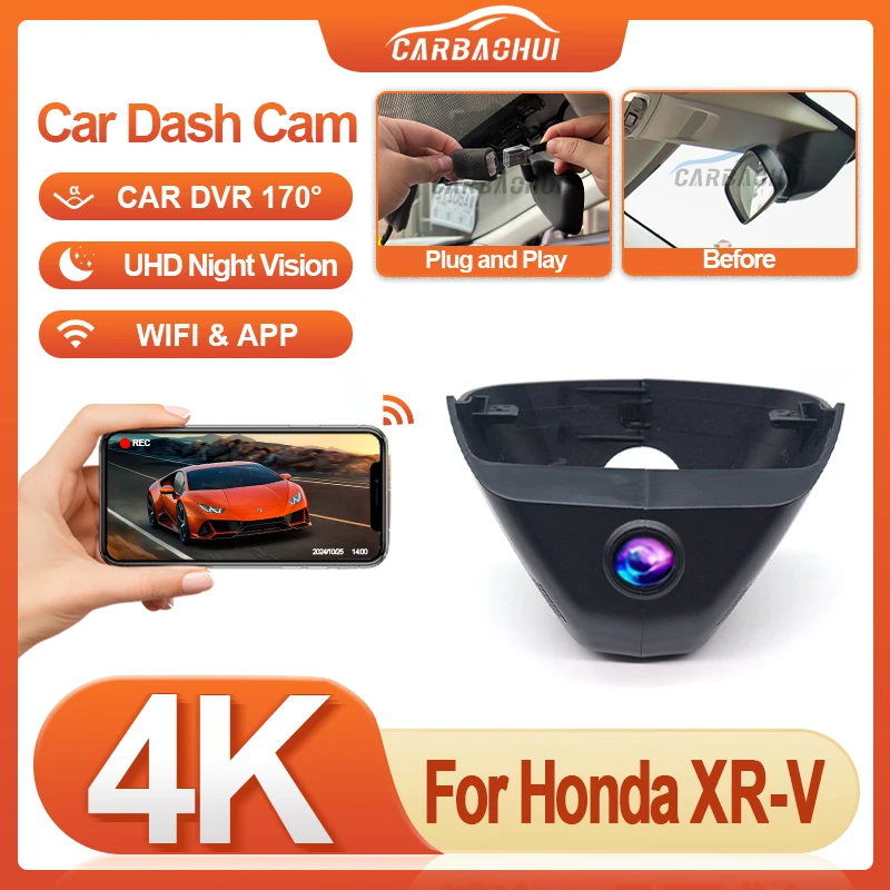 

Видеорегистратор для Honda XR-V XRV XR V 2022 2023 2024 2025, видеорегистратор Plug and Play 4K 2160P для автомобильного видеорегистратора, аксессуары для Honda VEZEL