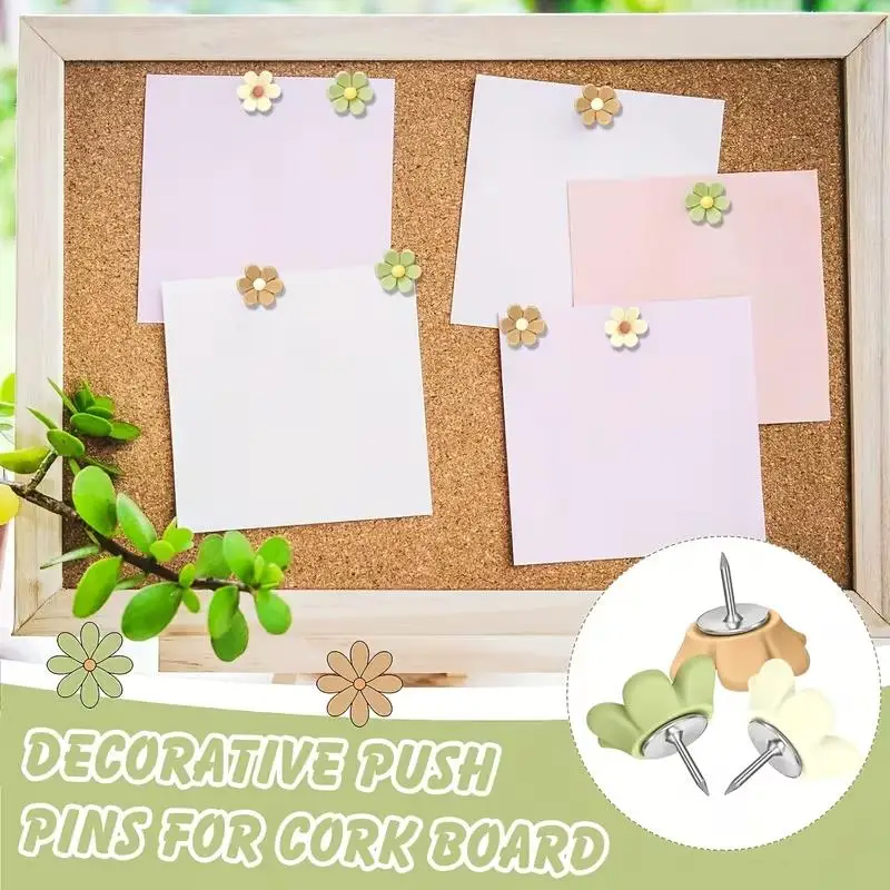 10/20pcs  Random Floral Push Pins – Resin Thumbtacks for Bulletin, Cork Boards, Office, Home, School, Work
