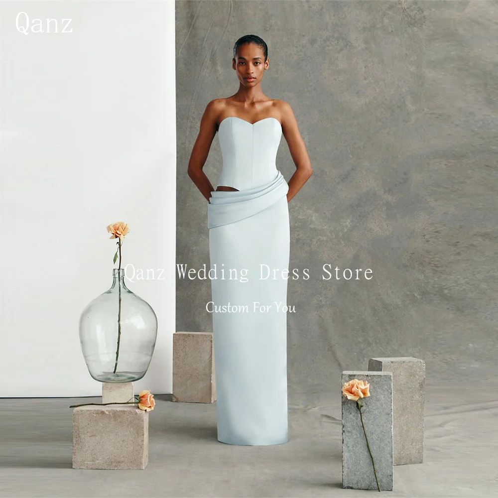 Qanz Vintage Prom Dress Mermaid Satin Vestidos De Festa Floor Length Backless Saudi Arabia Formal Evening Gowns Customized