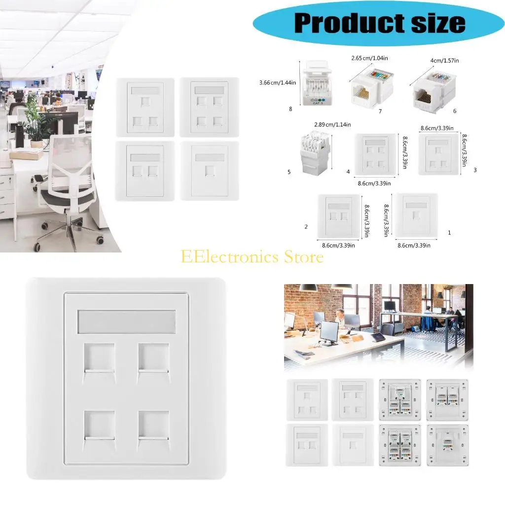B03C Tool Easy Keystones Plugs Wall Plate with Gold Plate Contacts Flame Retardant Net Plate for Reliable Transmission