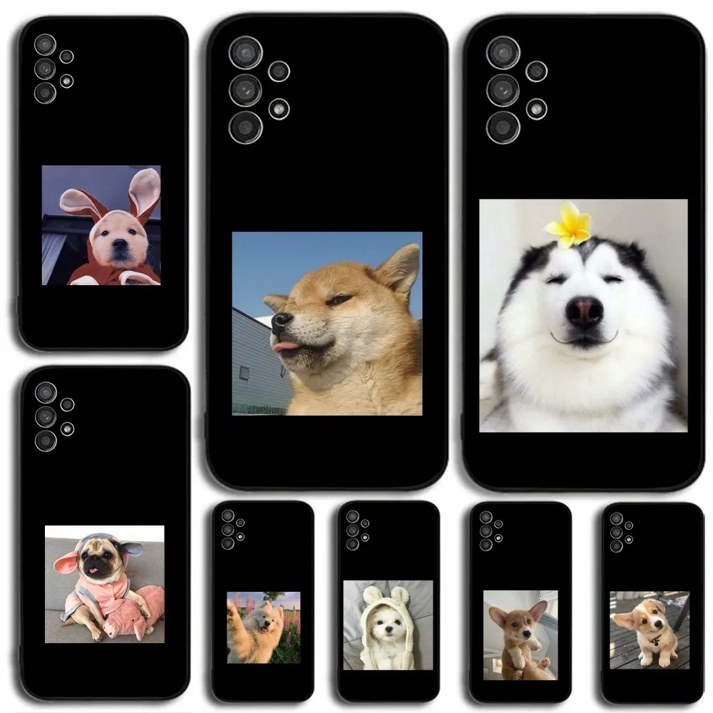 Expression Dog Cute Phone Case For Samsung Galaxy A13,A21s,A22,A31,A32,A52,A53,A71,A80,A91 Soft Black Cover