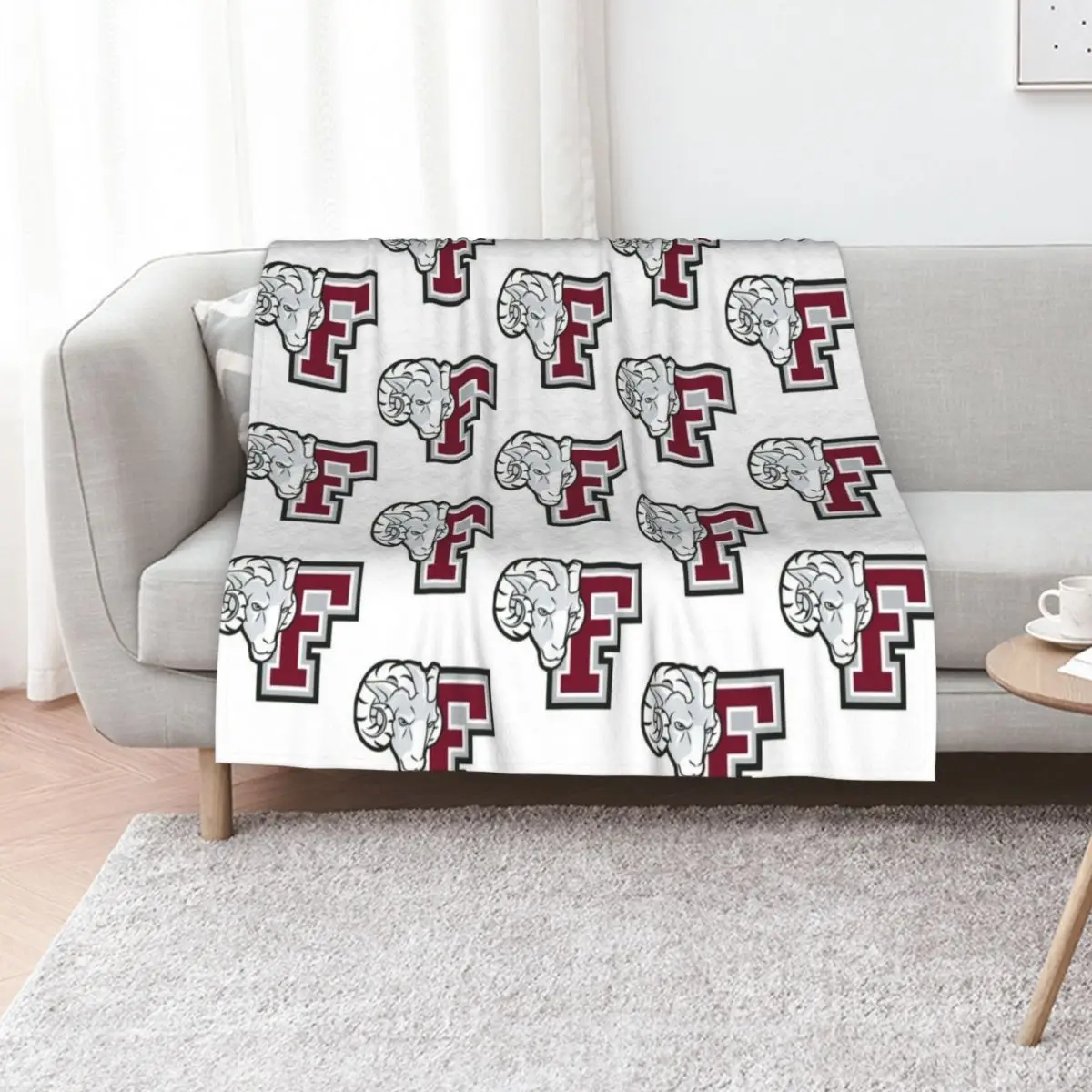 Ram Fordham University Logo Throw Blanket Plush Single Luxury Brand Stuffeds Decorative Throw Flannel Fabric Blankets