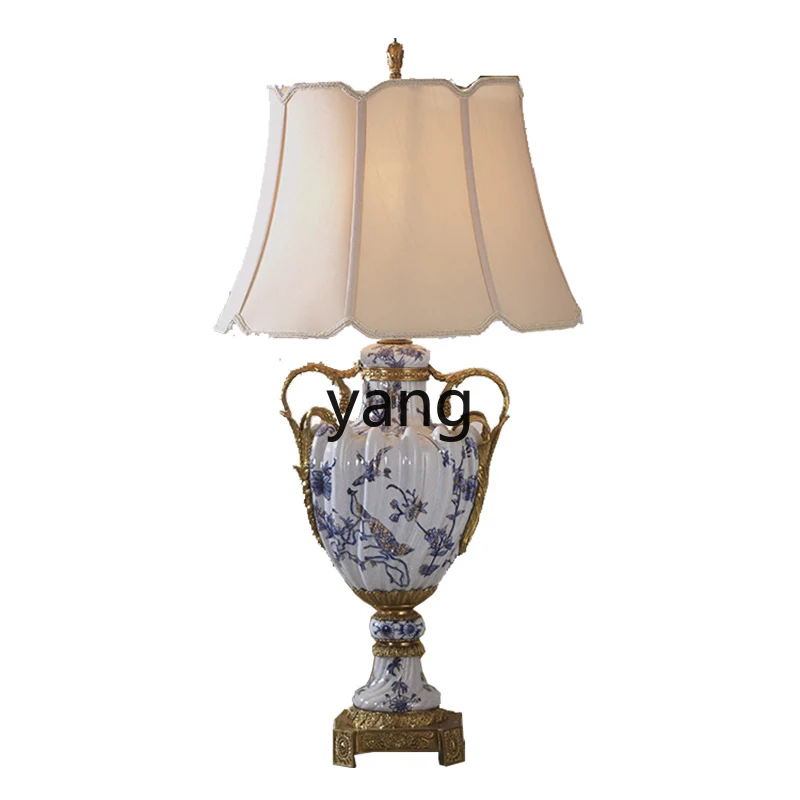 

Yjq Soft Decoration Creative Upscale Large Table Lamp Study and Bedroom Decorative Lamp Copper Clad Porcelain Luxury