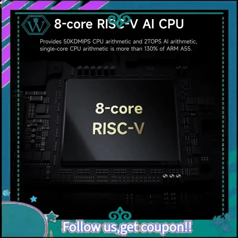 Upgraded For Orange Pi RV2 RAM Single Board Computer DDR4 8-Core RISC-V 2TOPS AI CPU Wifi PCIE SSD Mini PC Support Ubuntu OS