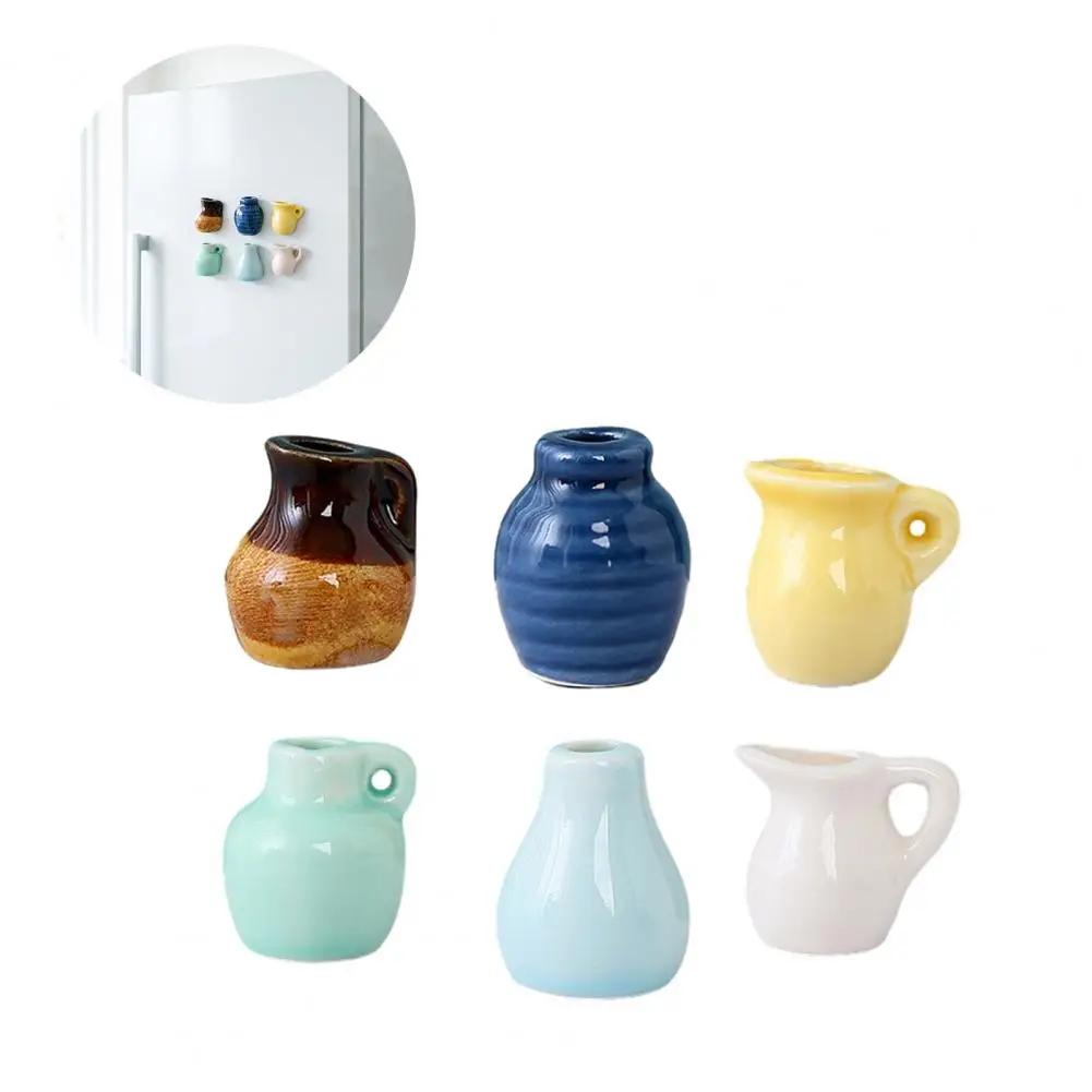 Ceramic Vase Refrigerator Magnet Mini Vase Magnet Mini Ceramic Vase Fridge Magnet 3d Miniature Flower Pot Decoration Home Office