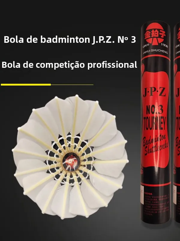 gold-racket-no3-goose-feather-badminton-shuttlecock-12-pieces-school-sports-stable-competition-training-indoor-gym-competition