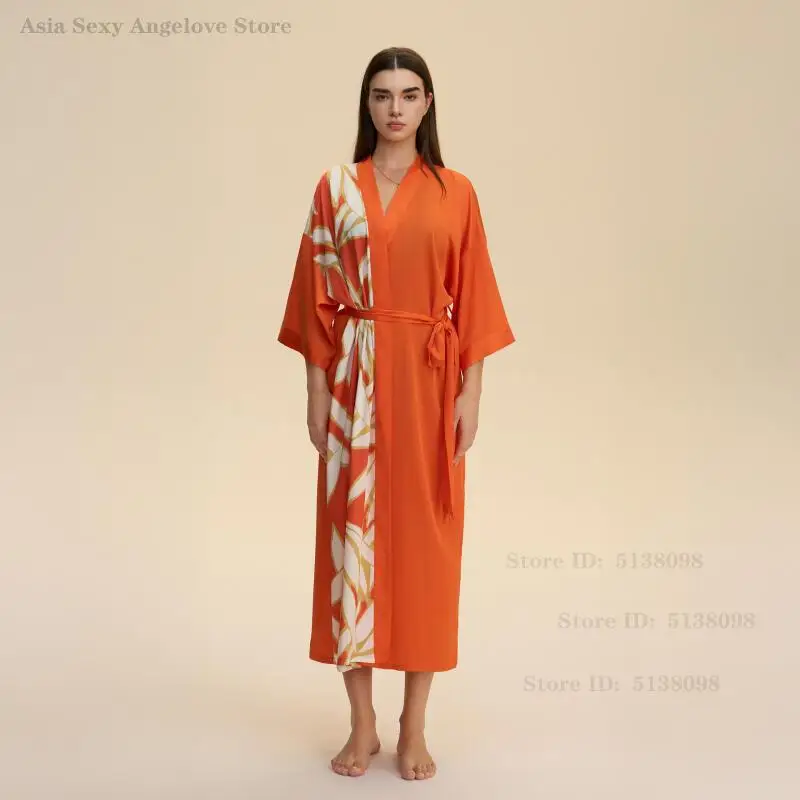 المتضخم المرأة الصباح رداء حريري الساتان ثوب النوم المنزل روب للنوم مثير البشكير كيمونو طباعة زهرة ملابس خاصة المتسكعون