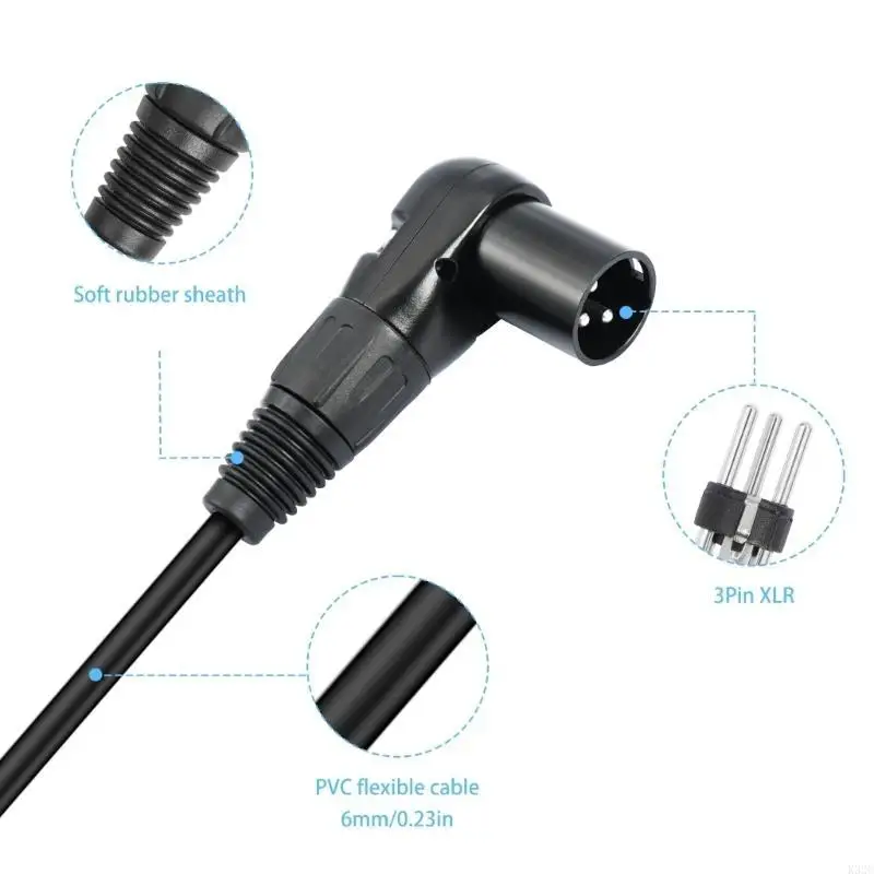 

K32C Male to Straight Female AUX Cord for Mixer Microphones Speaker