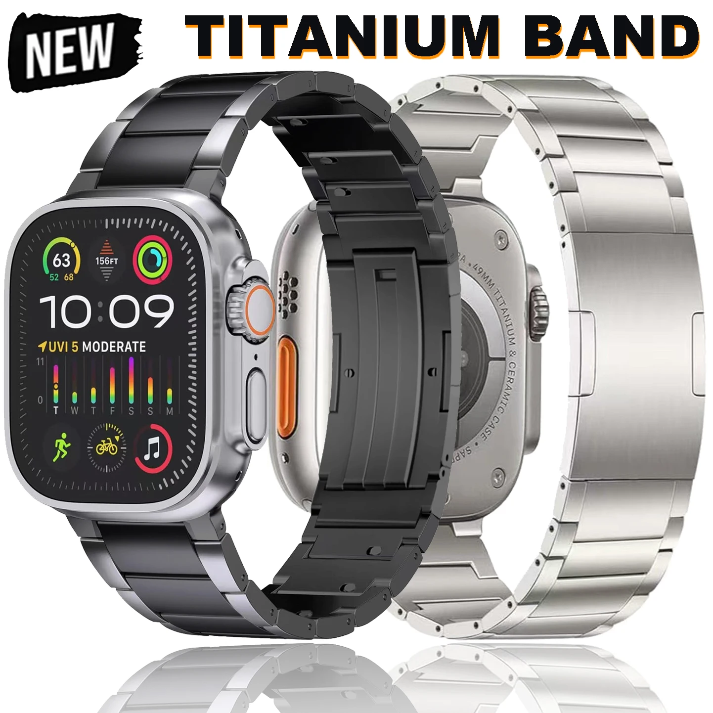 

Titanium Luxury Bracelet for Apple Watch Ultra 2/1 49mm Series 10 46mm Band for Apple IWatch 9 8 7 45mm 6 5 4 Se 44mm Men Strap