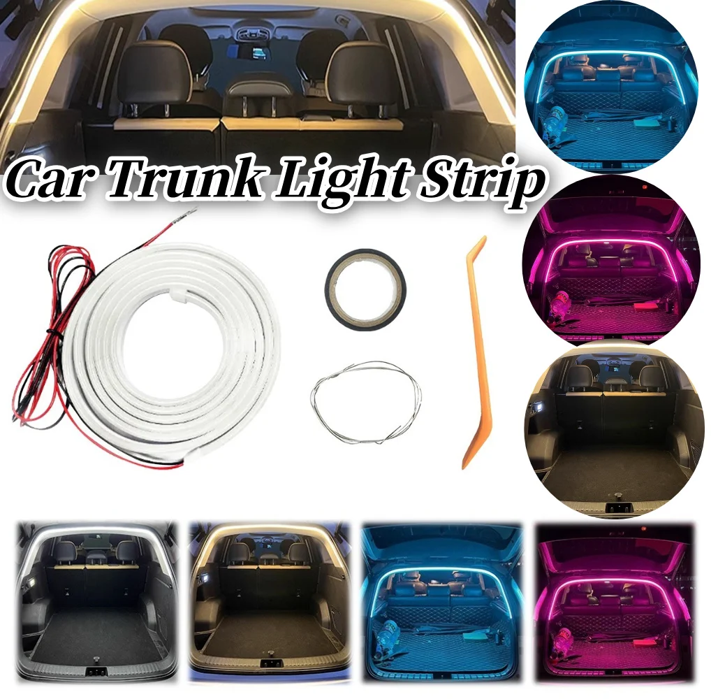 

LED Car Trunk Light Strip Self Adhesive Dynamic Flowing Light Strip Multifunction Automatic Tail Box Light for Truck Trunk Decor