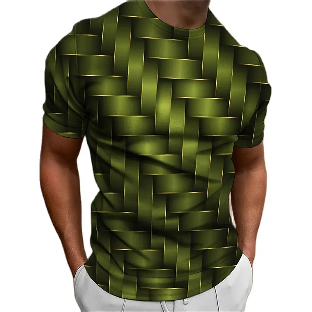 Simple Style Summer Men\'s T-shirt Geometric Pattern 3d Printed Personality Top Loose Oversized Quick Drying Sports Short Sleeves