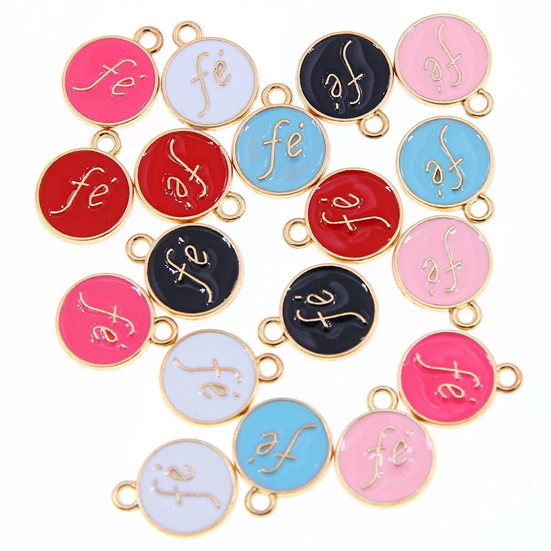 50pcs Classics Colorful Enamel Faith in God in Spanish Pendant Charm Religious Classic Necklace Pendant DLY Accessories Jewelry