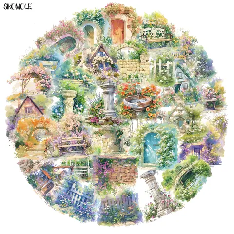 50PCS 꿈꾸는 복고풍 꽃 방 레이저 애완 동물 투명 스티커 아이 DIY 모바일 노트북 스케이트 보드 데칼 낙서 스티커