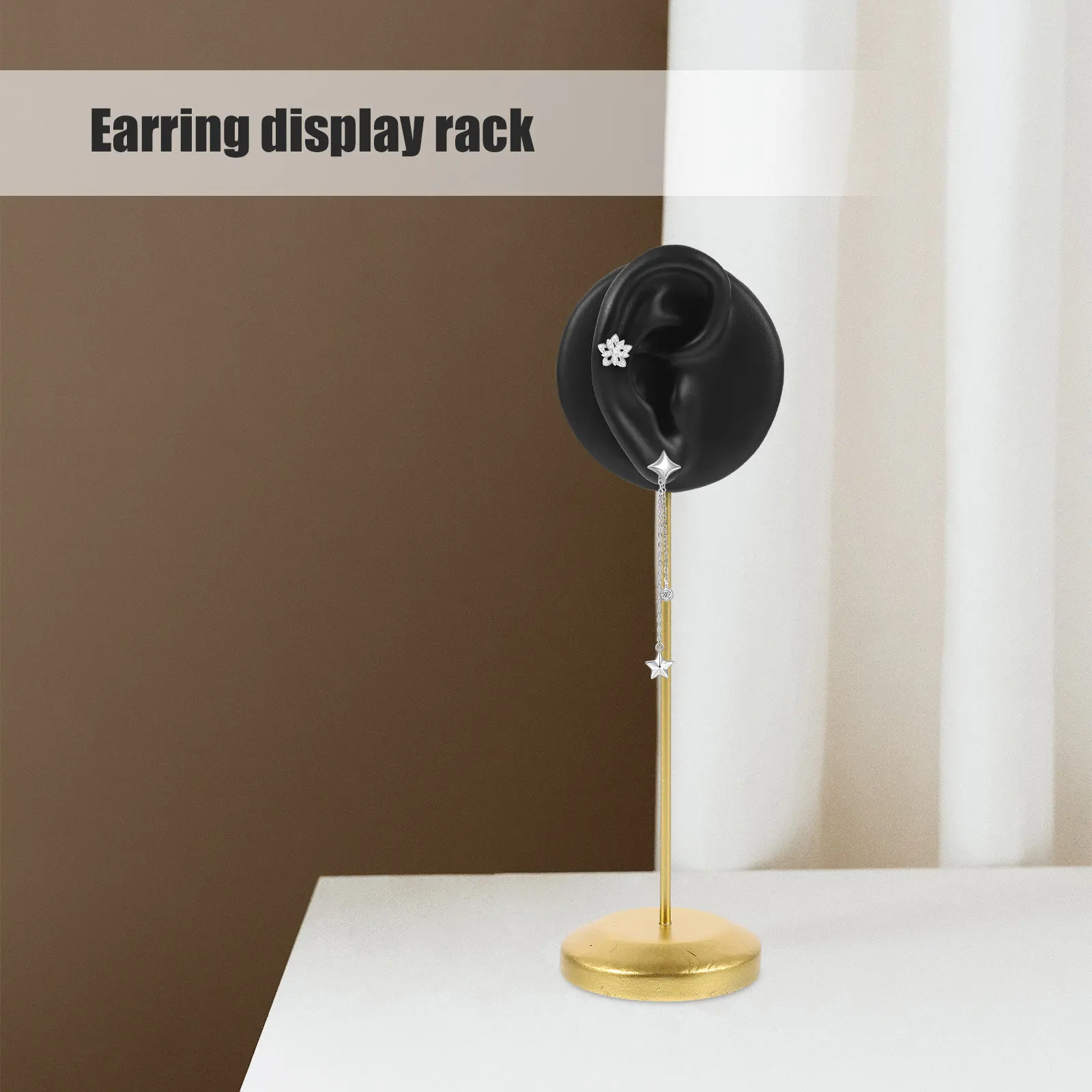 

Earring Display Stand Human Ear Resin Metal Base Stable Jewelry Holder Organizer for Shop Exhibition Counter Ear Display Rack