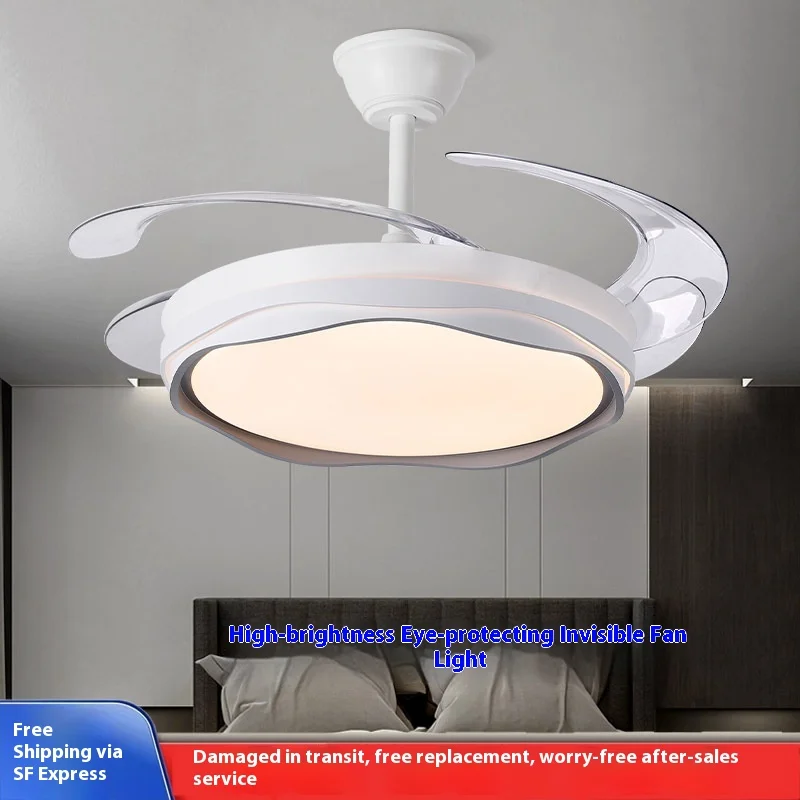 Simple Quiet High Wind Light Emitting Diode Ceiling Fan Invisible Eye Protection 3 Blades Living Room Remote Control Switch