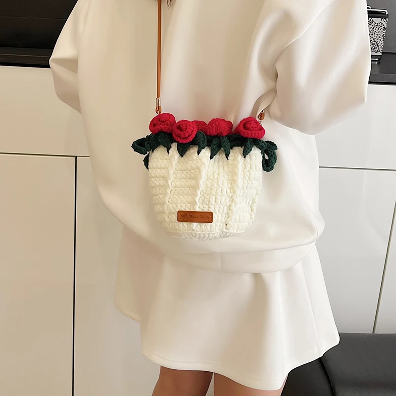 

Цветочная однотонная модная шерстяная плетеная сумка без молнии, простая сумка через плечо, Лидер продаж, сумки для женщин Bolsas Femininas