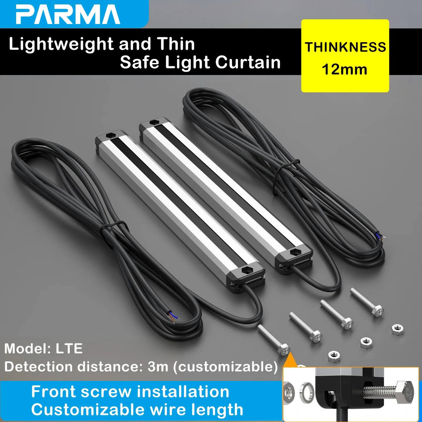 Silver Slim PARMA Safety Light Curtain Infrared Through Beam Sensor Industrial Photoelectric Protective Fitting For Punch Press