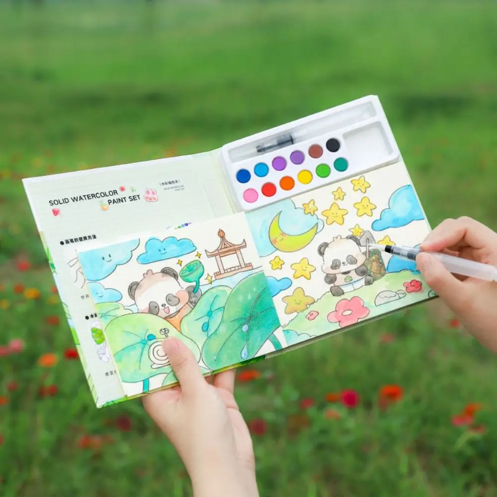 

Набор для творчества: книга-раскраска гуашь-граффити с 10 цветными блоками пигментов, акварельные краски, бумага для акварели