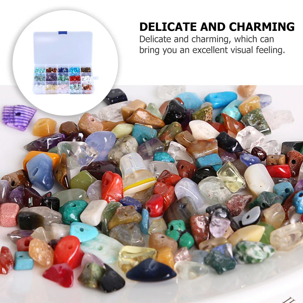 

300pcs Natural Stone Handmade Diy Beads Bright Stone Beads Set Color DIY Bracelet Necklace Making Jewelry Crafting Accessories