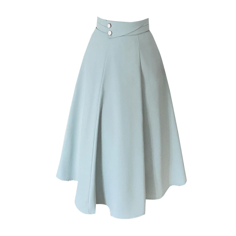2025 New Spring Summer High Waist Midi Skirts Women Elegant A-line Umbrella Skirt Korean Style Vintage Long Skirts