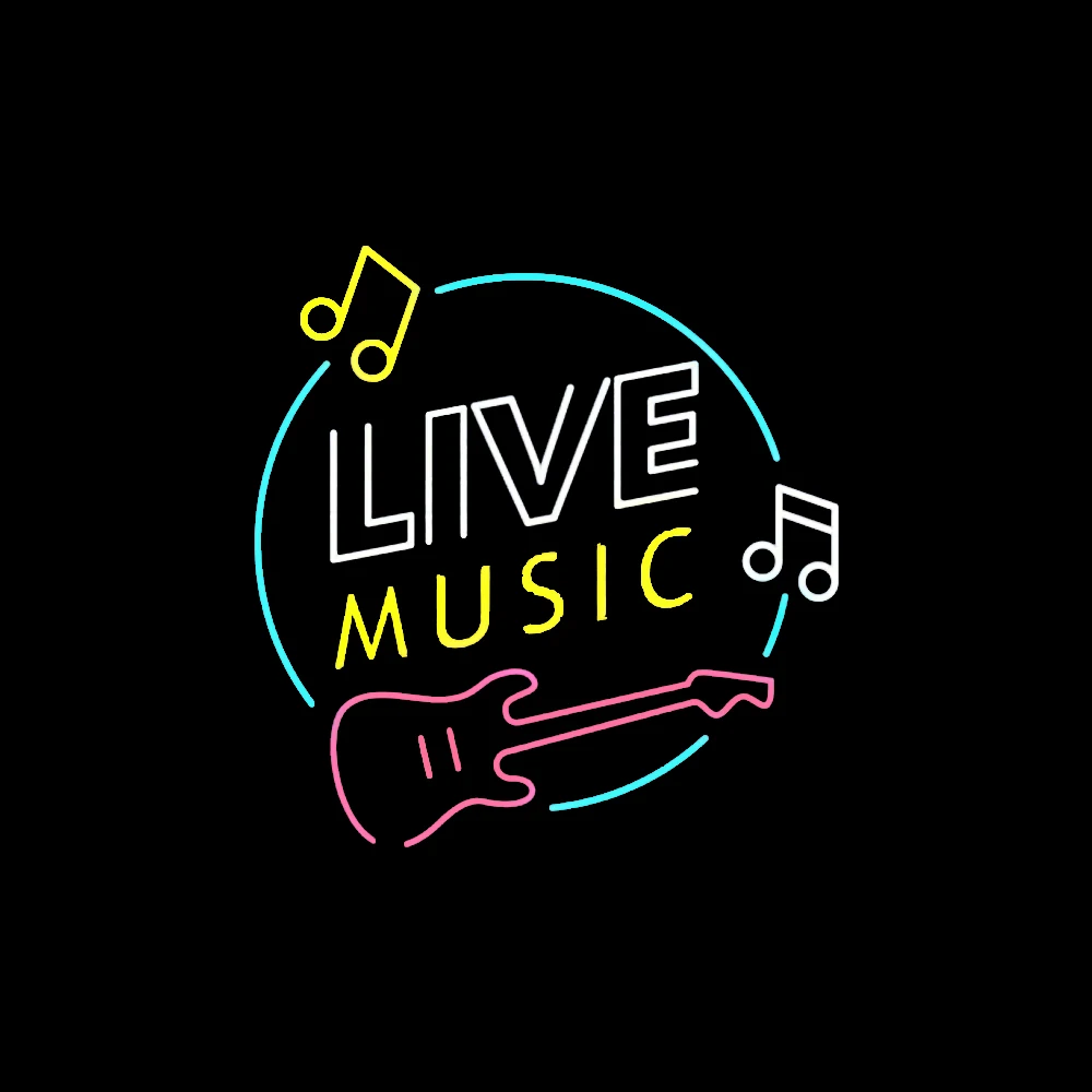 Live Music Guitar Note Neon Sign Light Custom Handmade Real Glass Tube Bar Store Party Advertise Room Decor Display Lamp 17