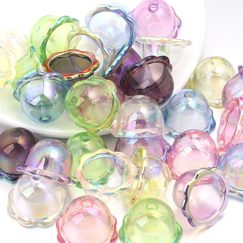 6pcs Multi-Petal Flower Acrylic Bead Caps Charms For DIY Colorful Wind Bell Beads Pendant Crafts Gifts Making Accessories Handma