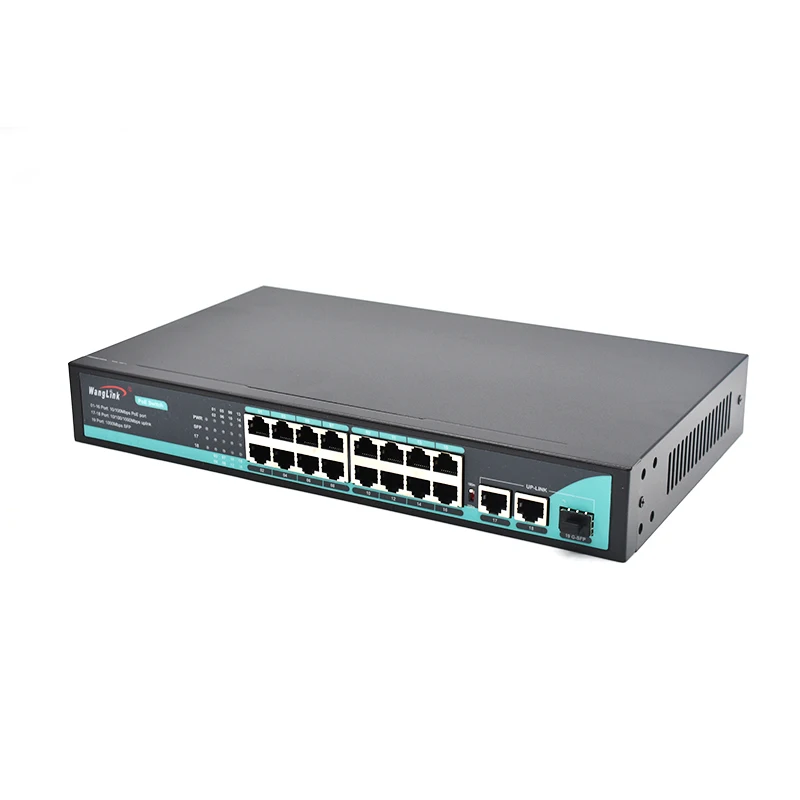 Wanglink SL1621P integrated power supply 16 port 10/100mbps poe and 2 gigabit RJ45 uplink 1 ge SFP poe switch