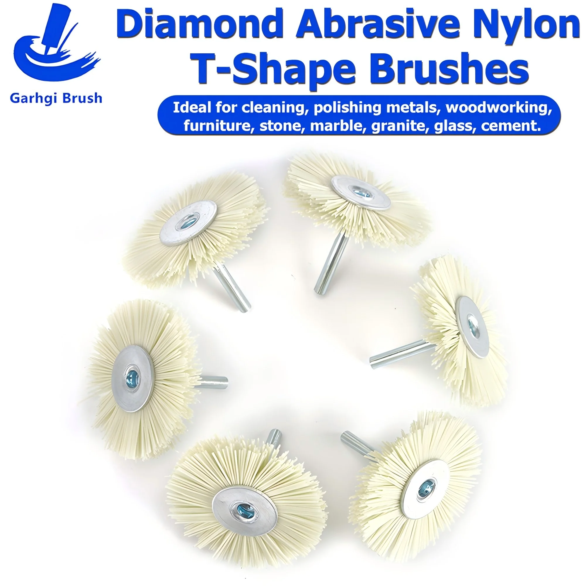 

T Shape Abrasive Nylon Wire Brush Diamond Grit 600 for Fine Polishing Metal Aluminum Woodworking Furniture Rotary Power Tools