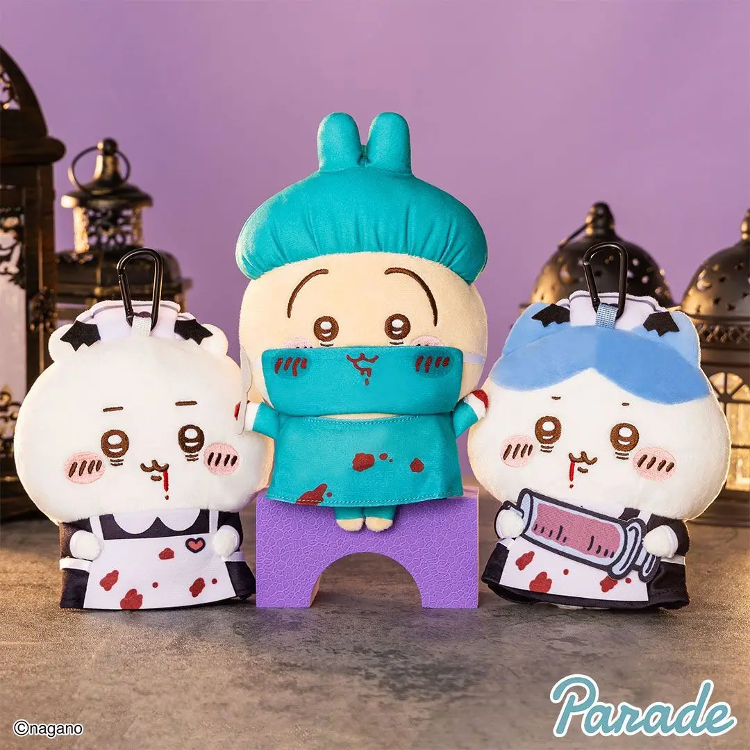 NEW Chiikawa Halloween Plush doll wallet 17cm Japanese Genuine Nurse Hachiware doctor Usagi keychain Girl's holiday gift toys