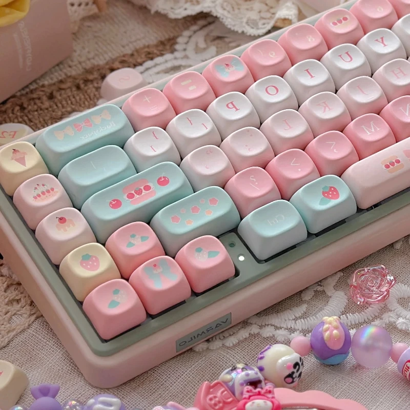 B-M Strawberry Dessert House Keycaps Original Keycaps Cute Original