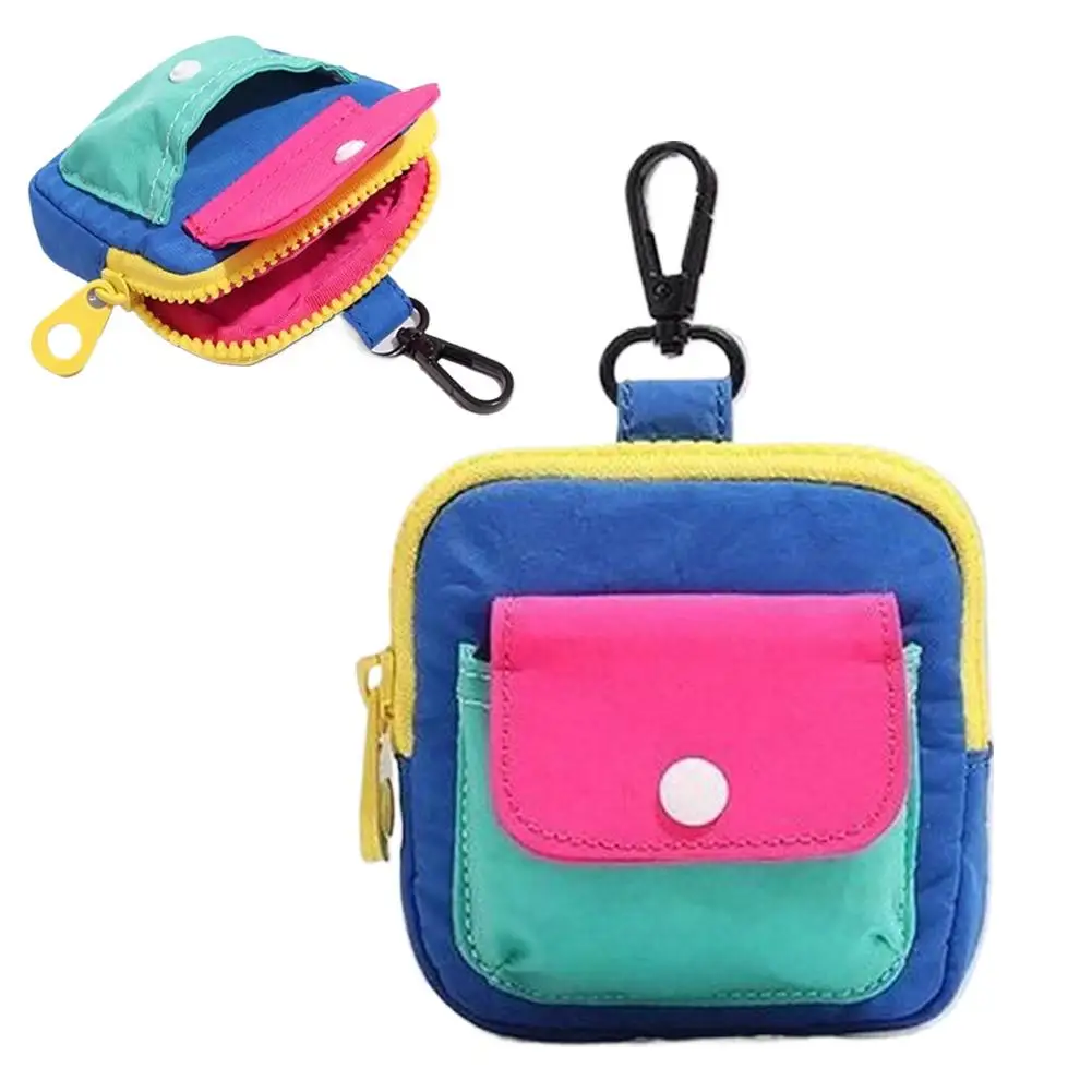 Shiny Lightweight Dopamine Mini Wallet Keychain Coin Purse Zipper Earphone Bag Cute Backpack Pendant Gift for Women Travel Use