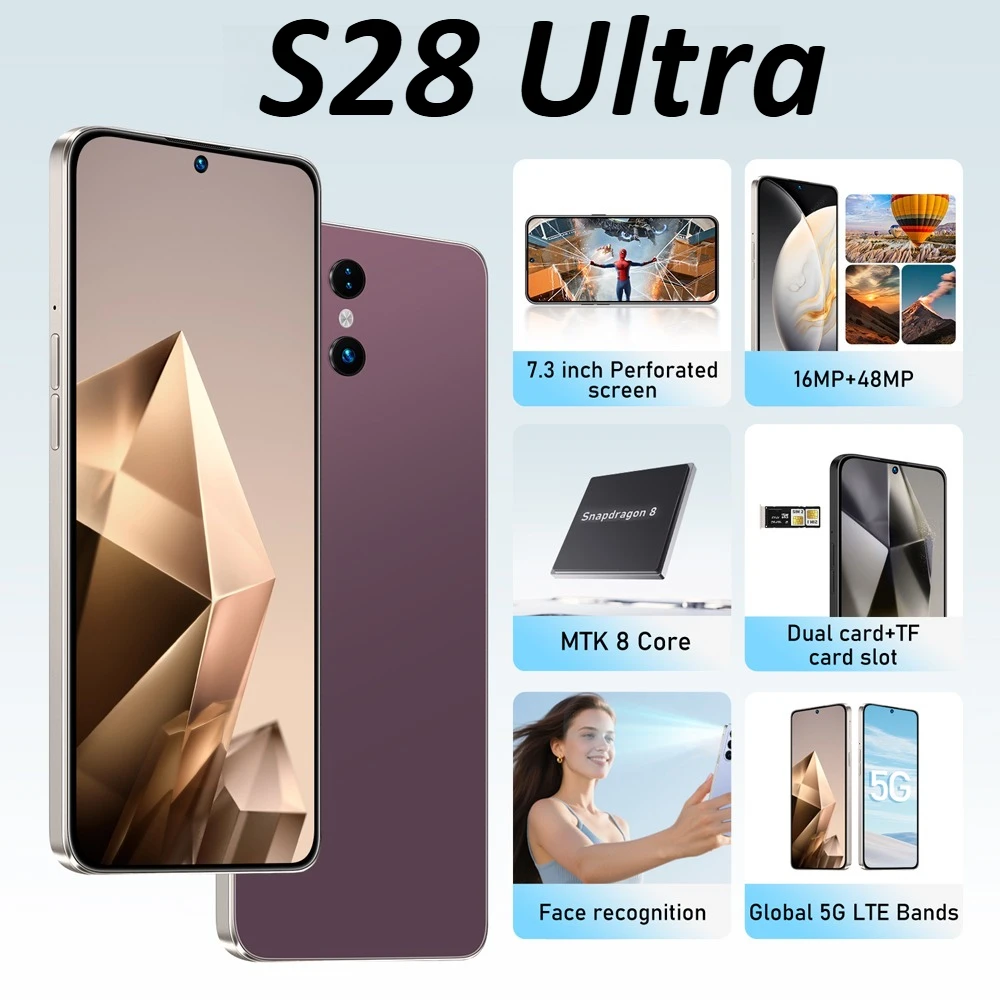 K-Touch Mobile Phones S28 Ultra Smartphone Android 5G Cell phone 7.3 Inch 16+48MP Camera 22GB+2TB 7800mAh Battery Factory Unlocked For Men Women