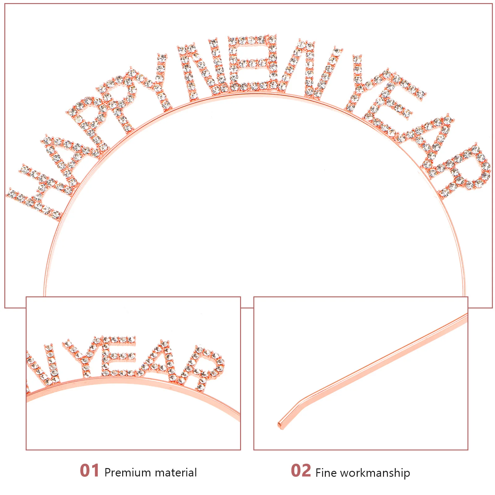 

New Year Crystal Letter Headband 2023 Party Favor Funny Design Compact Hairband New Years Photo Booth Prop Delicate Headband