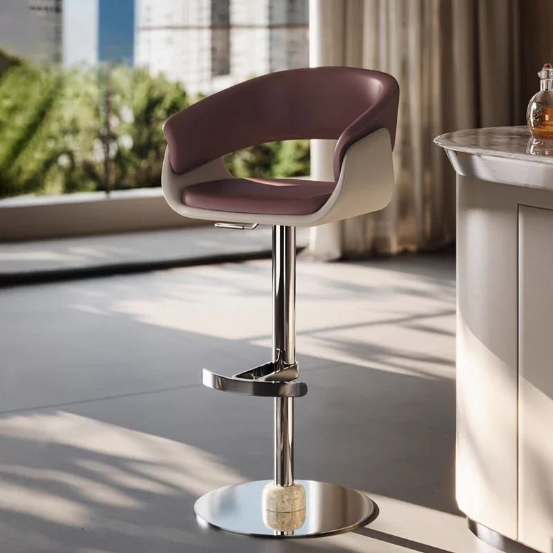 

Adjustable Height Bar Stool Chair Swivel Brown Nordic Counter Bar Stool Kitchen Industrial Taburetes Para Barra Furniture Luxury