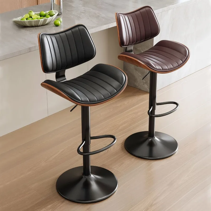 Curved wood bar chair, light luxury simple high chair, household lift adjustment chair