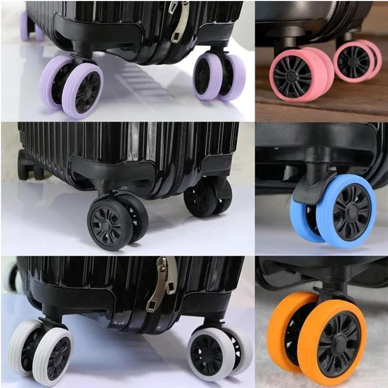 8/4PCS Luggage Wheels Protector Silicone Wheels Caster Shoes Travel Luggage Suitcase Reduce Noise Wheels Guard Cover Accessories