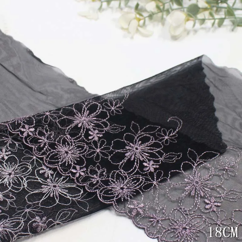 

1lot/28Yds Luxury Flower Purple Embroidery Lace Trim Embroidered Lingerie Lace Fabric for Ladies' Dress Bra Underwear