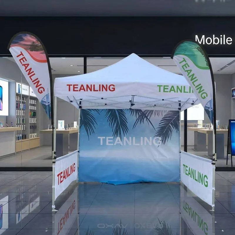 3X3M Folding Tent Combo Customized Logo Outdoor Promotion Tents Advertising Flag With Full Color Printing  Free Shipping