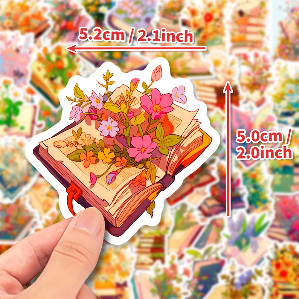 

10/30/50pcs Vintage Aesthetic Flowers Book Cartoon Stickers Cute Waterproof Graffiti Luggage Notebook Phone Artistic Sticker Toy